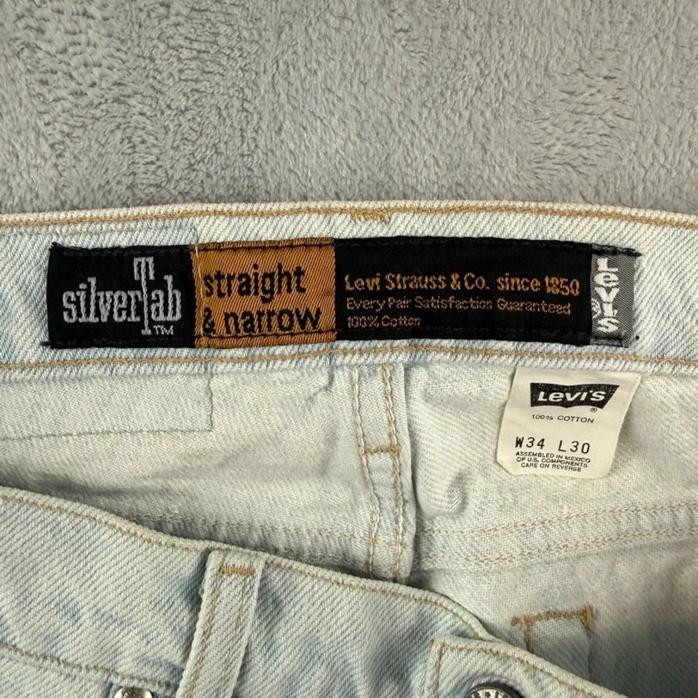 Vintage Levis Silvertab Jeans Mens 34x30 Blue Straight Narrow Light Wash Denim
